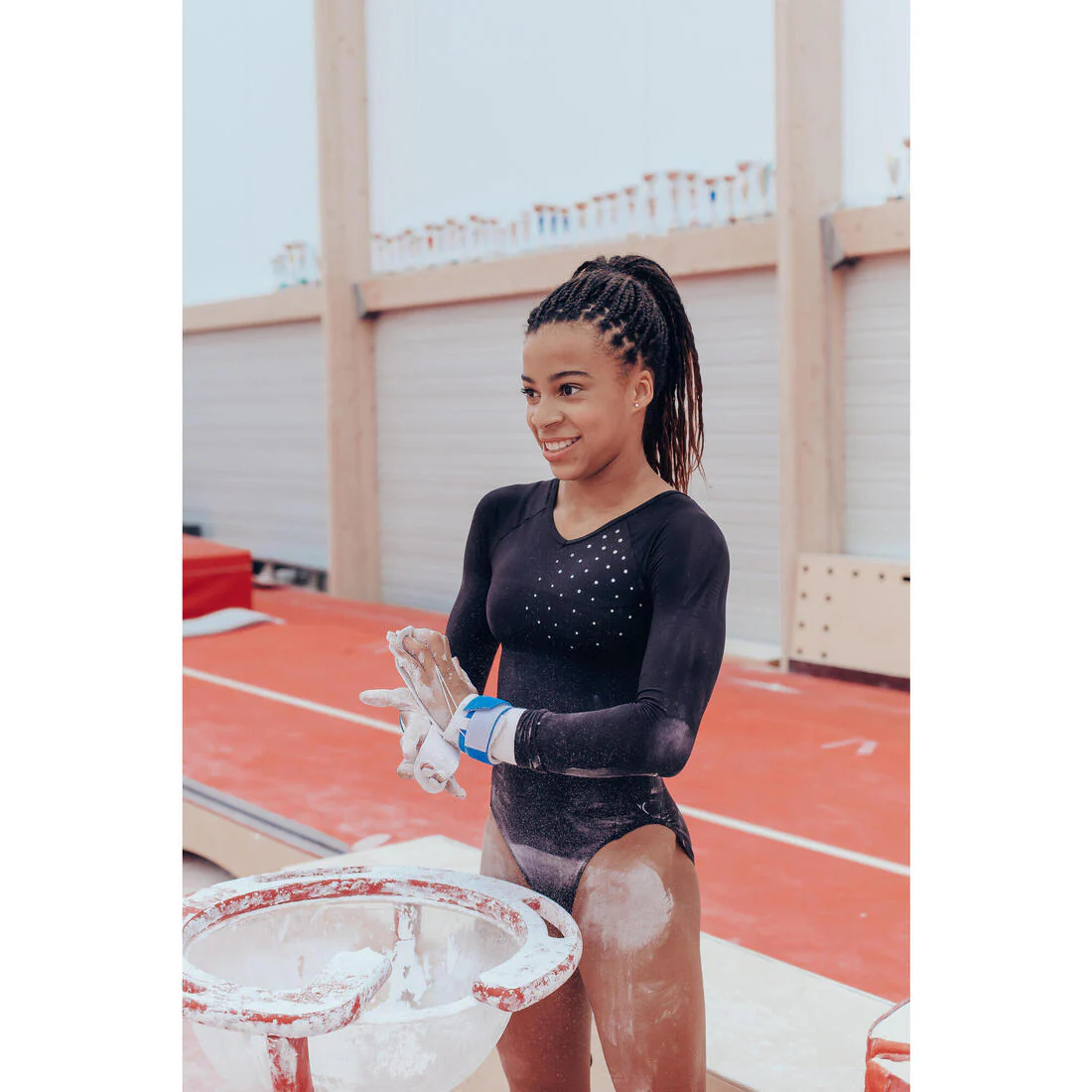 Leotardo de manga larga de gimnasia artística femenina 500 negro - Image 7