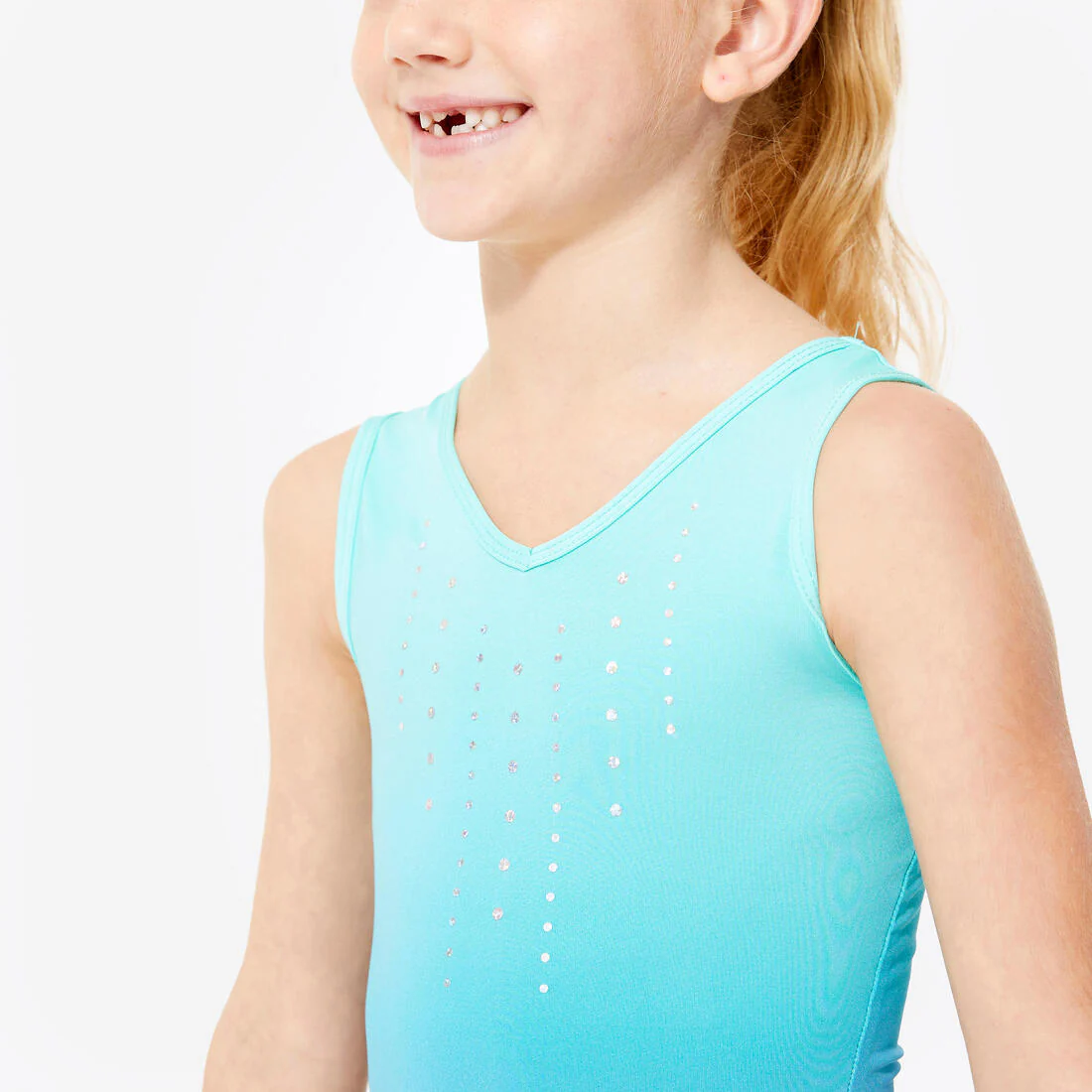 Leotardo gimnasia niña azul y verde 500 - Image 3