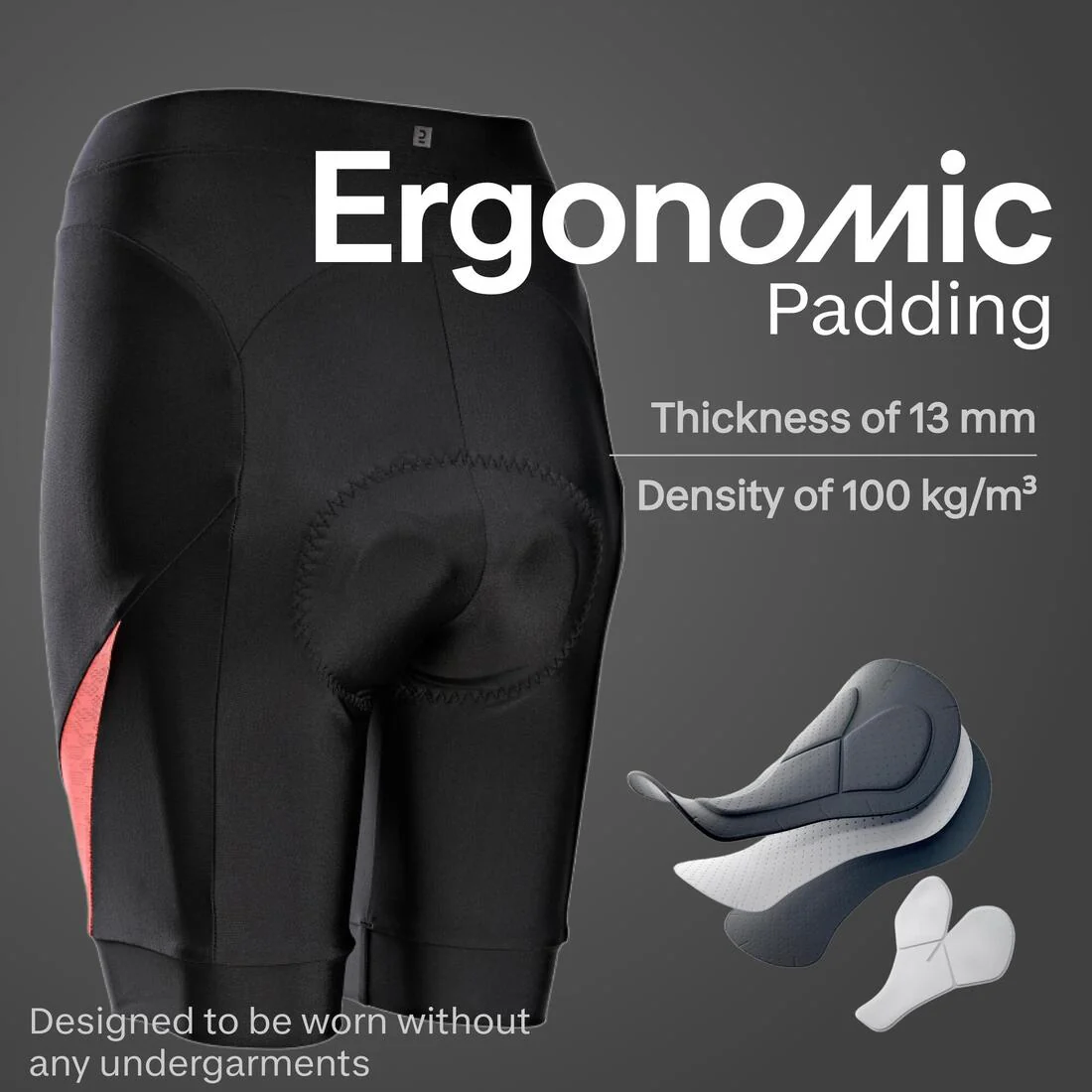 Licra de ciclismo de carretera negro con coral para mujer Discover 500 - Image 17
