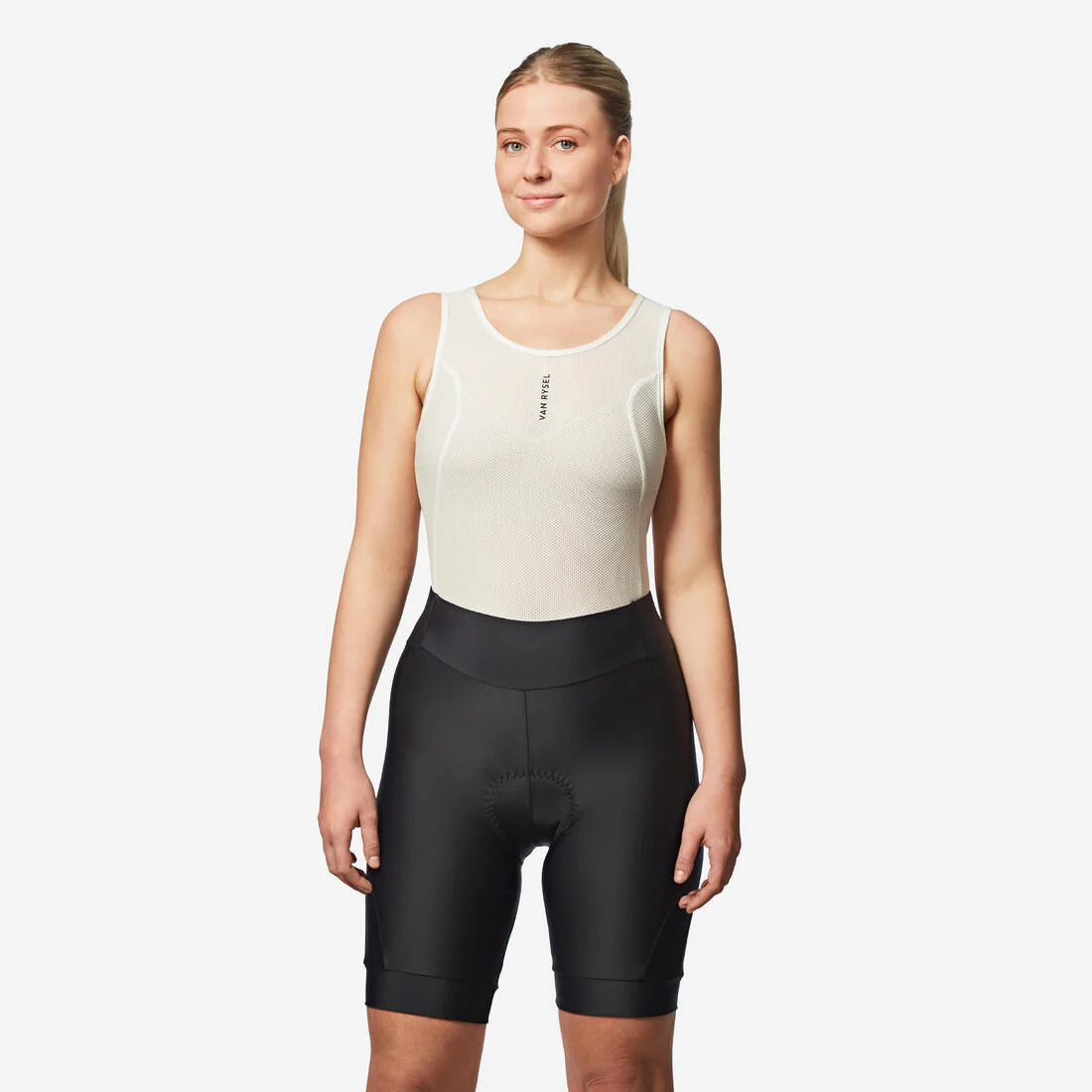Licra de ciclismo de carretera negro con coral para mujer Discover 500 - Image 3