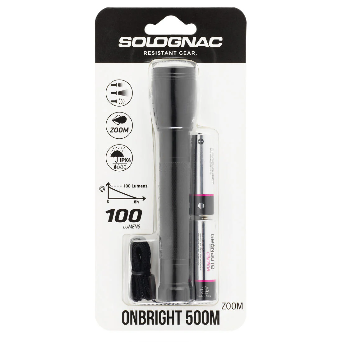 Linterna de caza con 100 lúmenes con zoom negra - Image 9