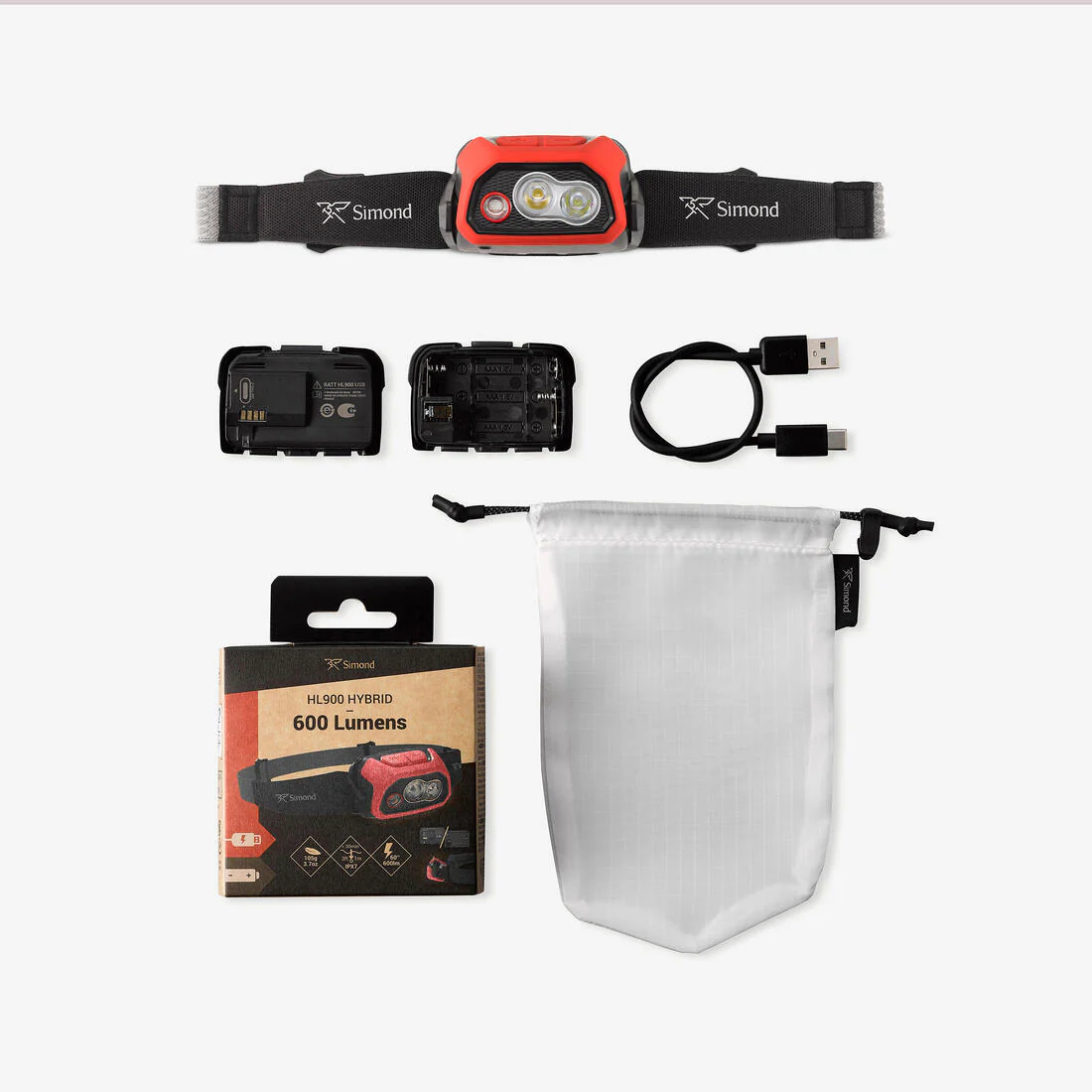 Linterna frontal de trekking recargable por USB de 600 lúmenes HL900 V3 - Image 4