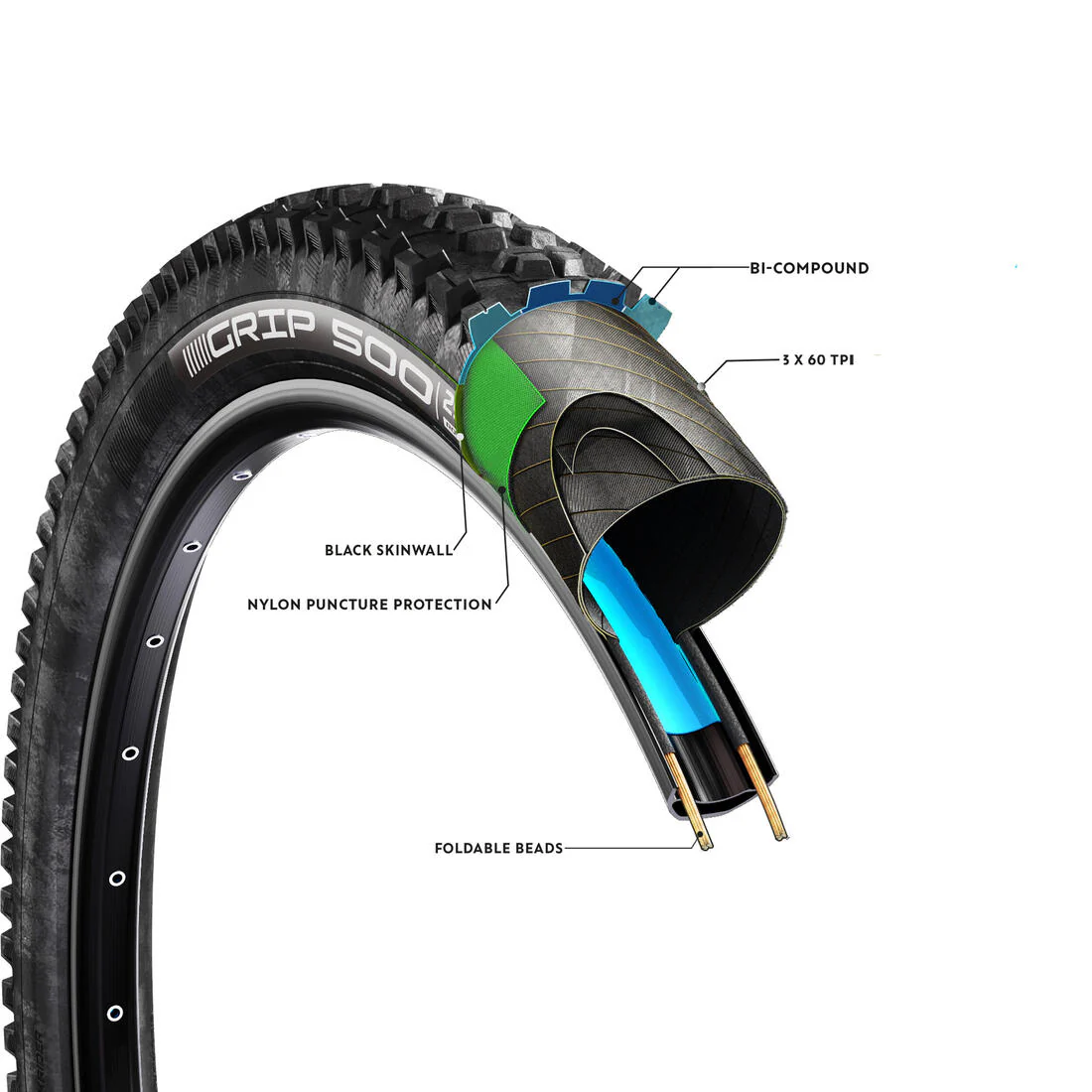 Llanta de bicicleta MTB Rockrider de 29" x 2.4 Grip 500 - Image 4