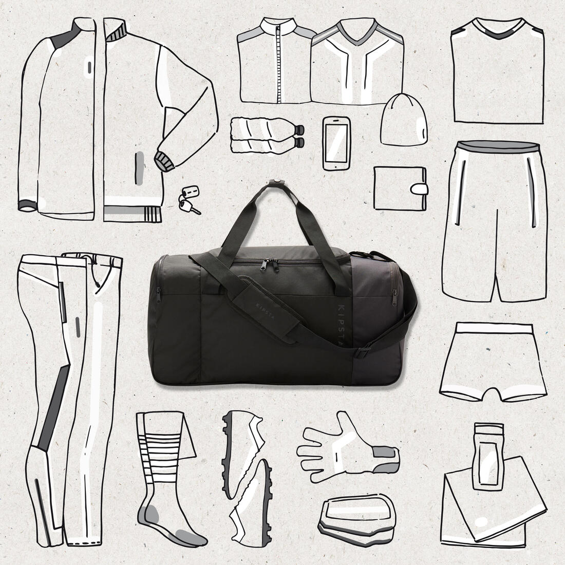 Maleta deportiva negra Essential 55 L - Image 10