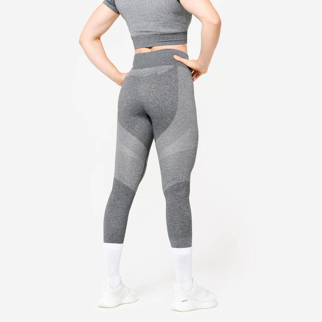 Mallas de Fitness Gris Sin Costuras Cintura Alta Bolsillo para Teléfono - Image 10