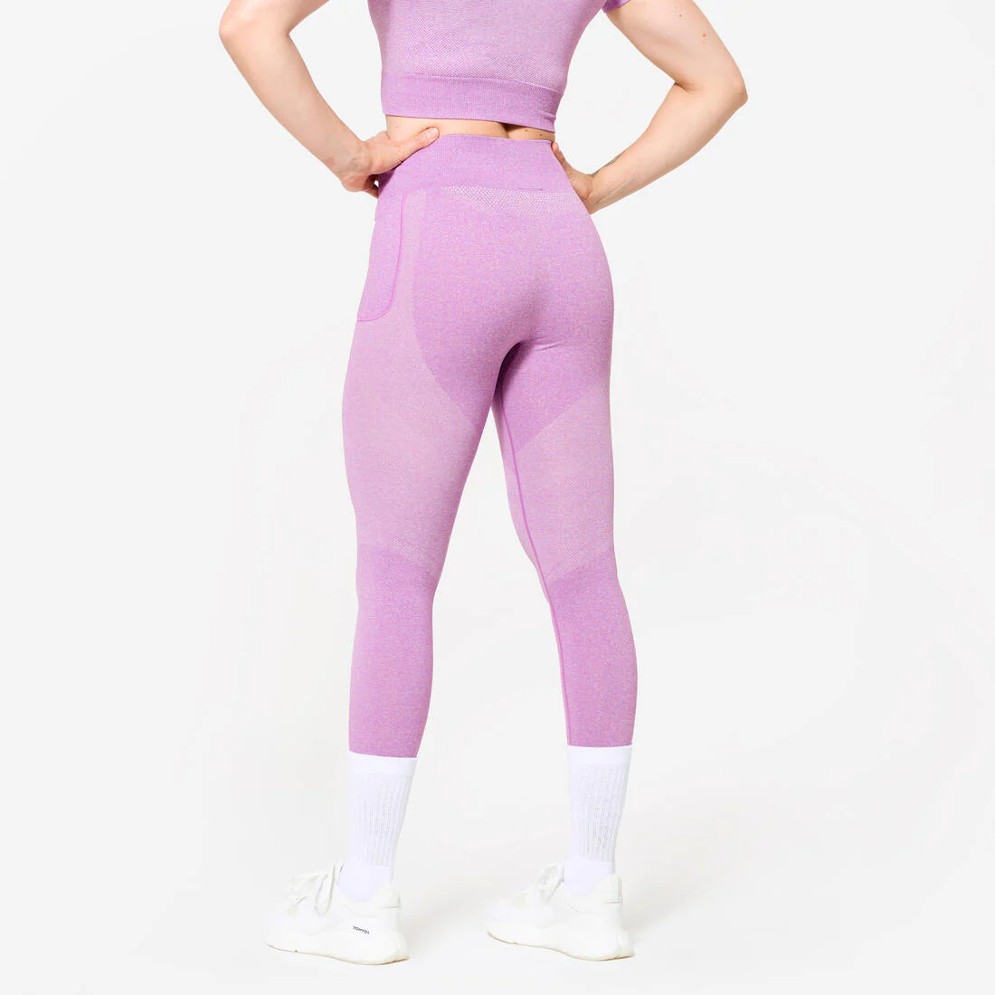 Mallas de Fitness Gris Sin Costuras Cintura Alta Bolsillo para Teléfono - Image 12