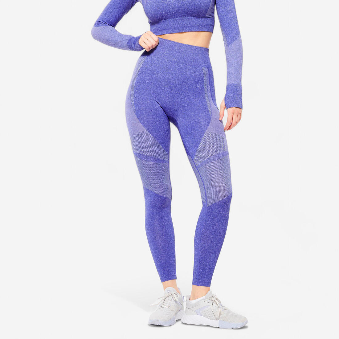 Mallas de Fitness Gris Sin Costuras Cintura Alta Bolsillo para Teléfono - Image 2