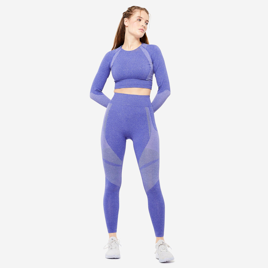 Mallas de Fitness Gris Sin Costuras Cintura Alta Bolsillo para Teléfono - Image 6