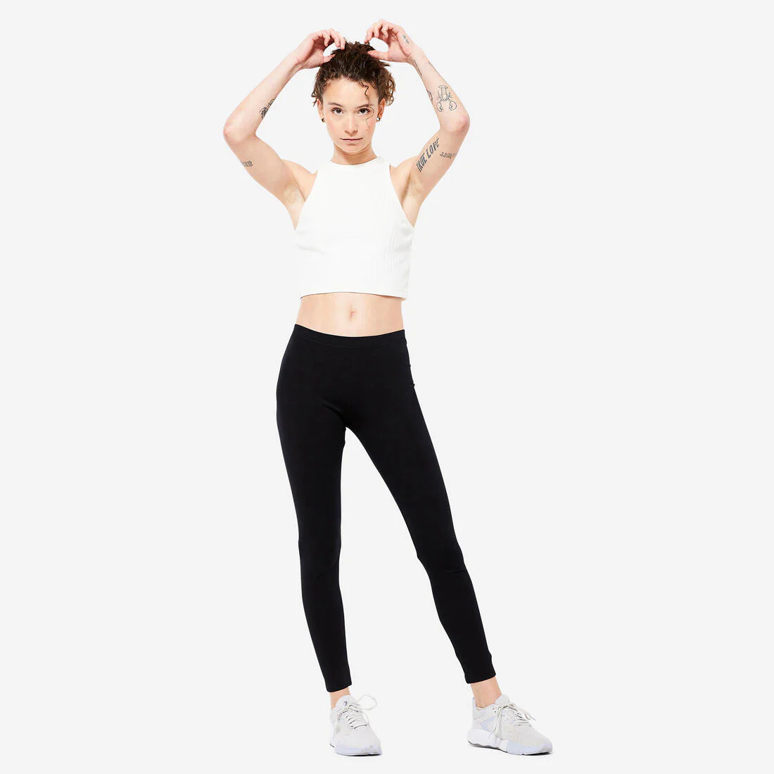 Mallas Fitness Salto 100 Mujer Gris Oscuro Jaspeado Slim - Image 3