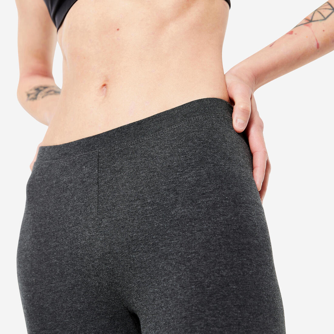 Mallas Fitness Salto 100 Mujer Gris Oscuro Jaspeado Slim - Image 6
