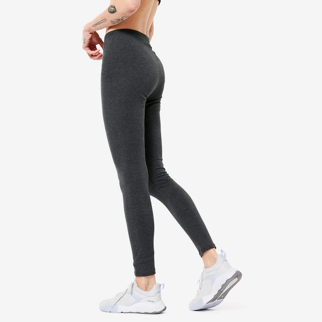 Mallas Fitness Salto 100 Mujer Gris Oscuro Jaspeado Slim - Image 8