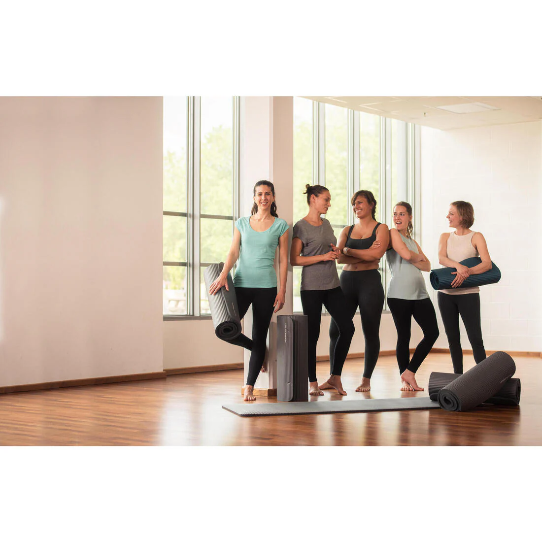 Mallas Fitness Salto 100 Mujer Gris Oscuro Jaspeado Slim - Image 9
