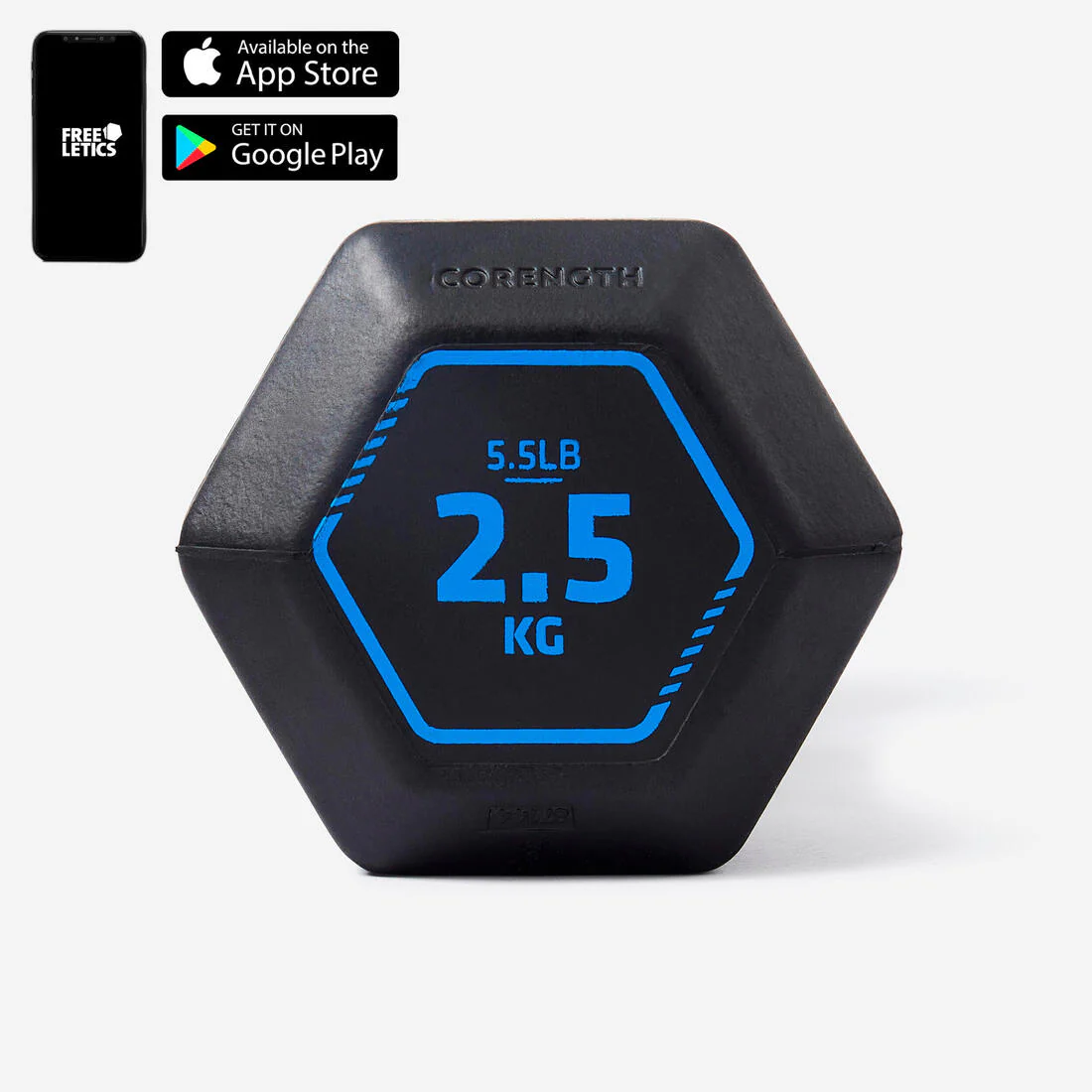 Mancuerna de cross training y musculación hexagonal negra de 2.5 kg - Image 2