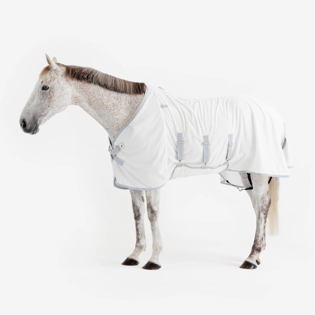 Manta de equitación antimoscas para caballo y poni beige 500 - Image 2