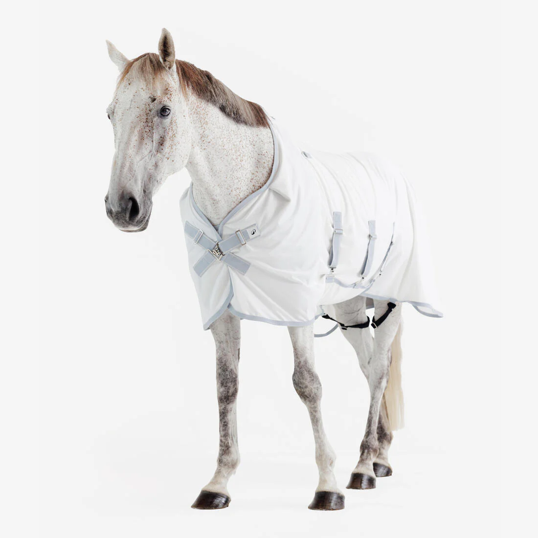 Manta de equitación antimoscas para caballo y poni beige 500 - Image 6