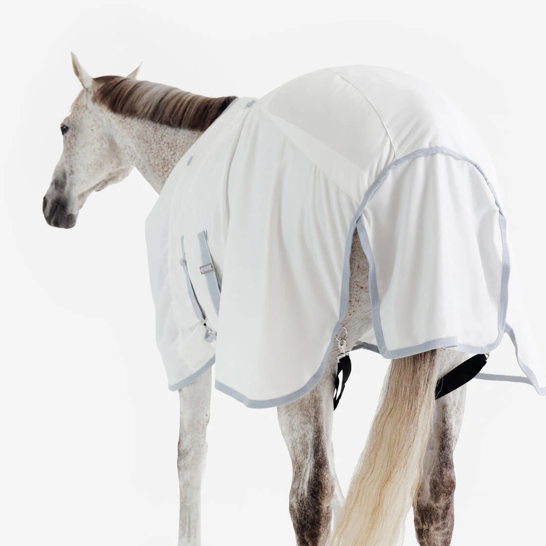 Manta de equitación antimoscas para caballo y poni beige 500 - Image 7