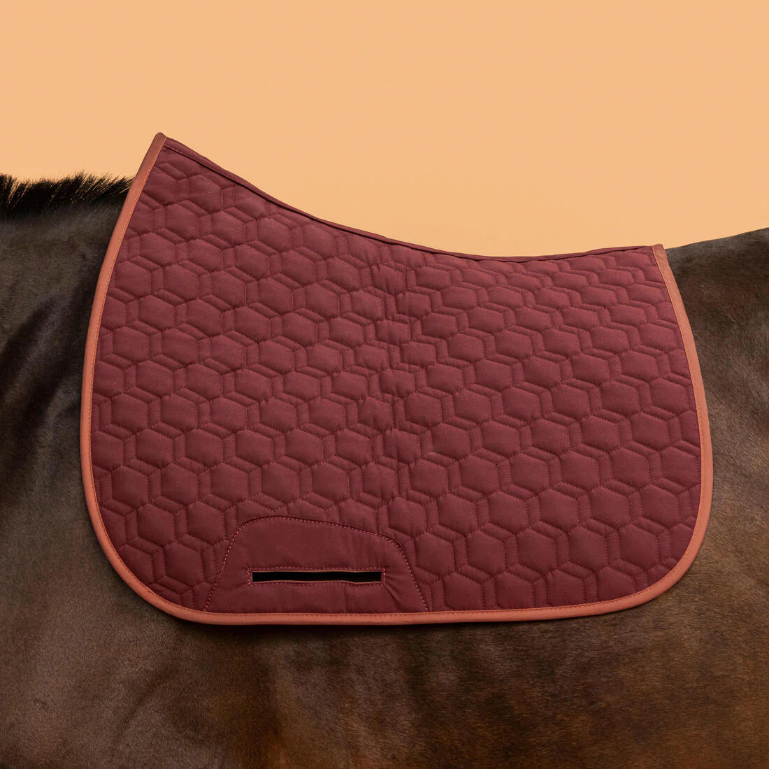 Manta de silla de equitación reversible negro y burdeos para caballo y poni 500 - Image 10