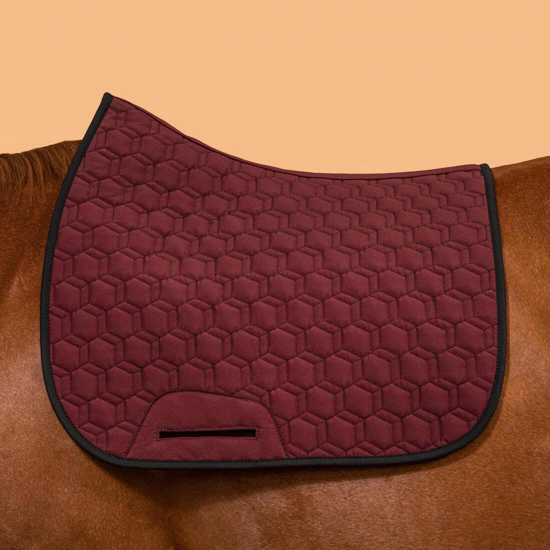 Manta de silla de equitación reversible negro y burdeos para caballo y poni 500 - Image 11
