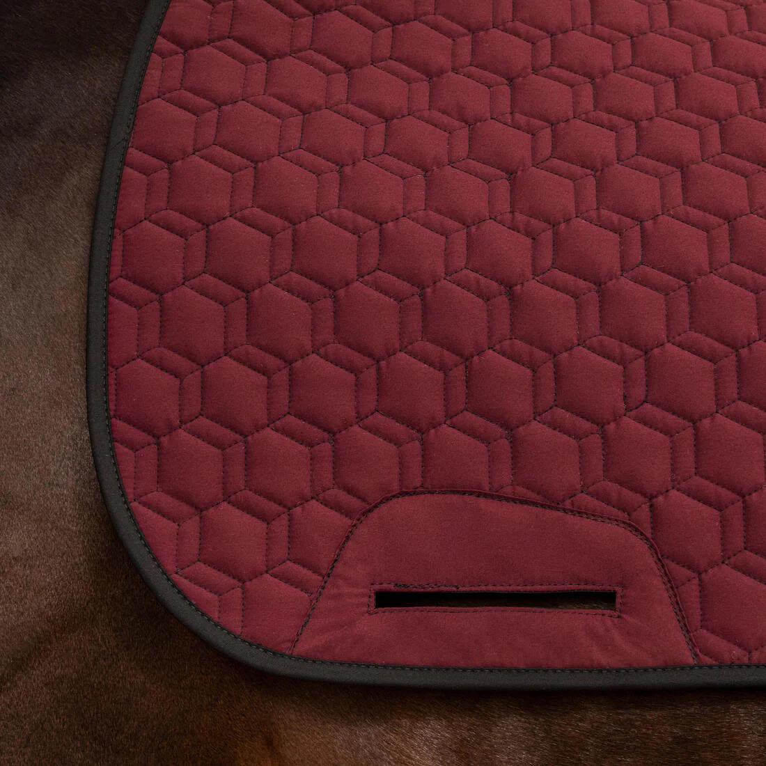 Manta de silla de equitación reversible negro y burdeos para caballo y poni 500 - Image 15
