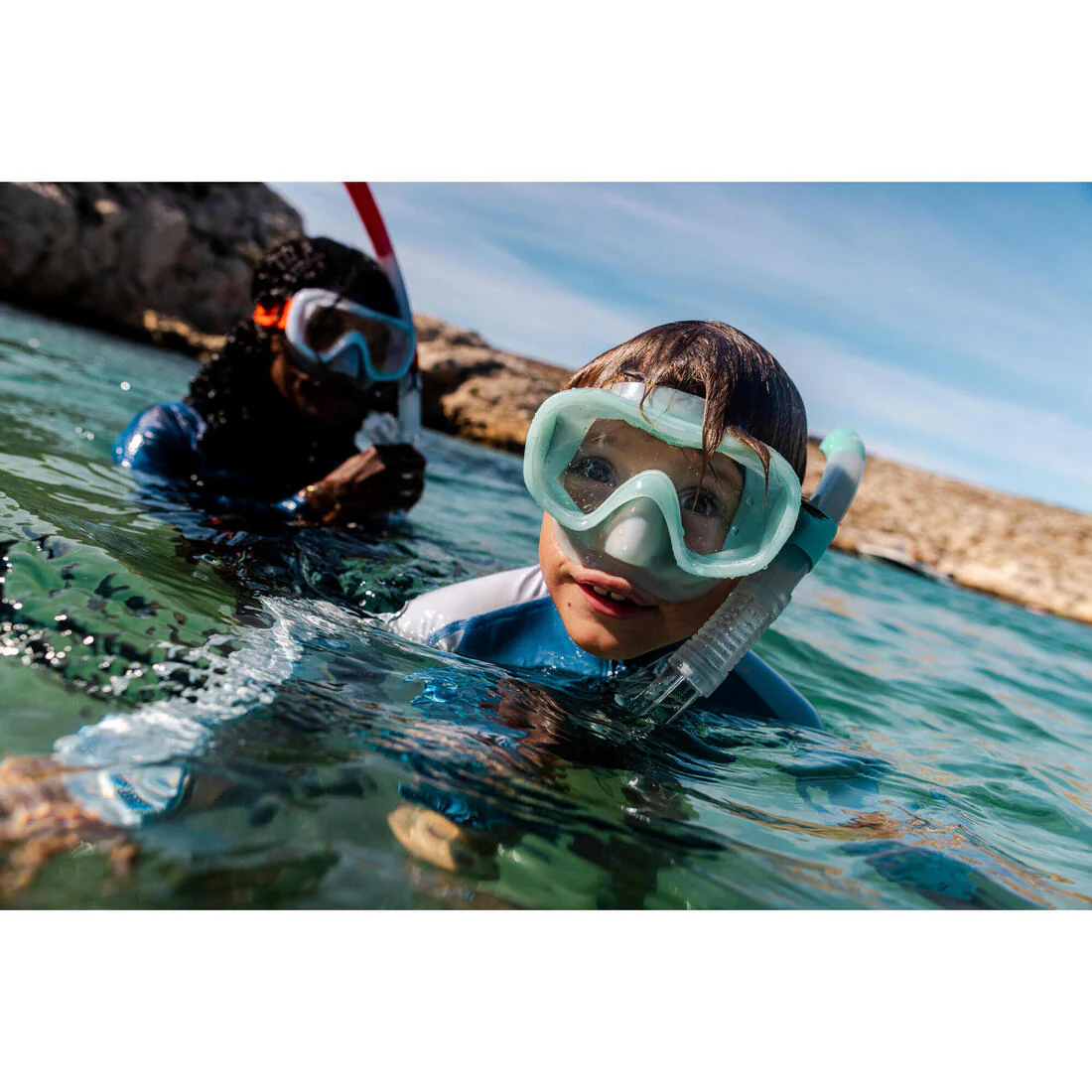 Máscara de buceo cómoda antivaho verde claro para niños 100 - Image 11