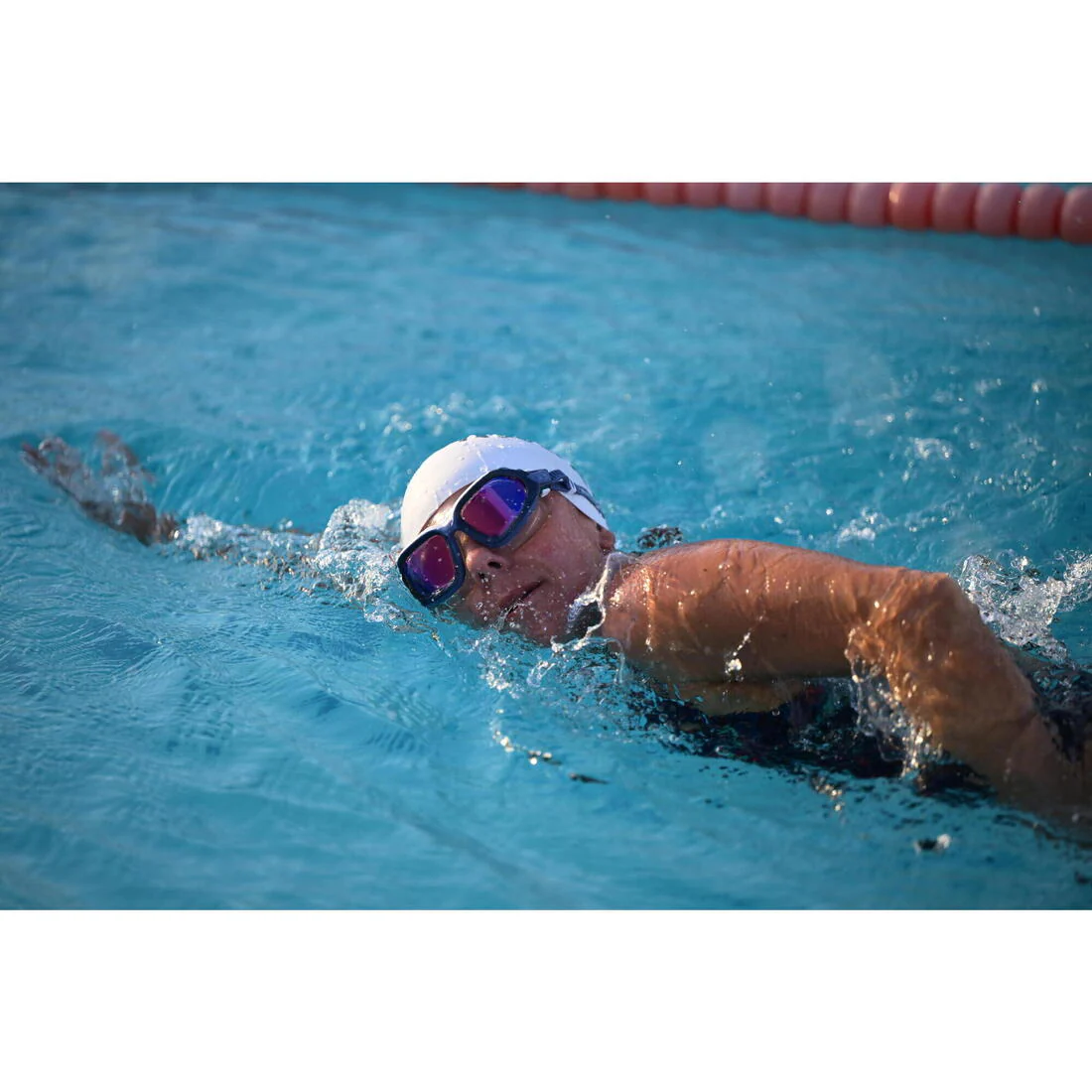 Máscara de natación talla CH azul con blanco con cristales de espejo Active - Image 7