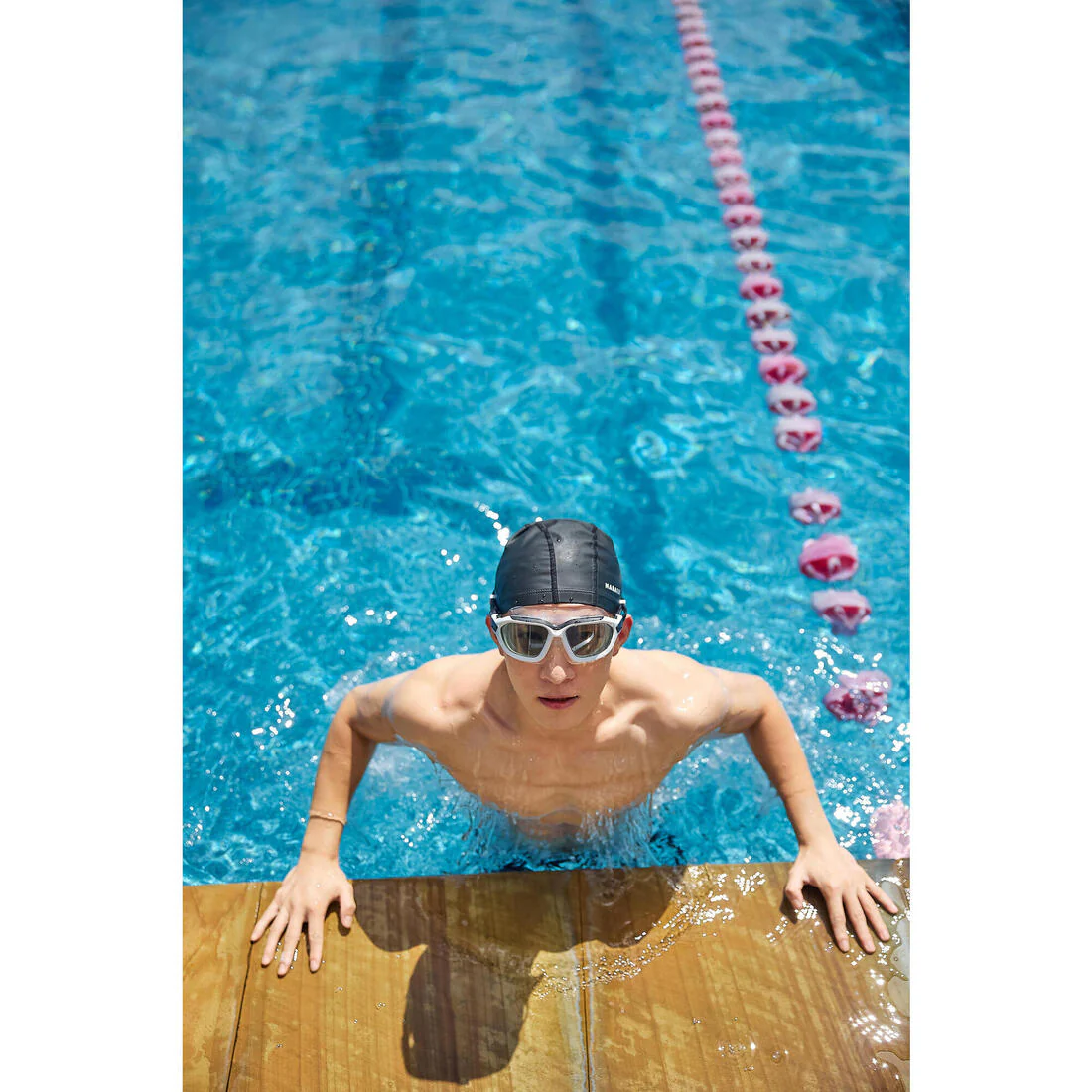 Máscara de natación talla G negro con azul con cristales de espejo Active - Image 12