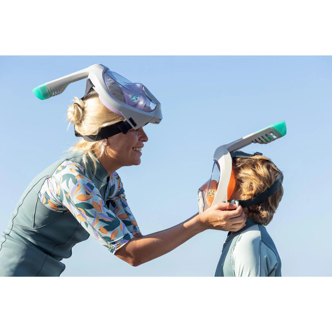 Máscara de snorkel verde aqua para niños de 6 a 10 años talla XCH Easybreath - Image 35