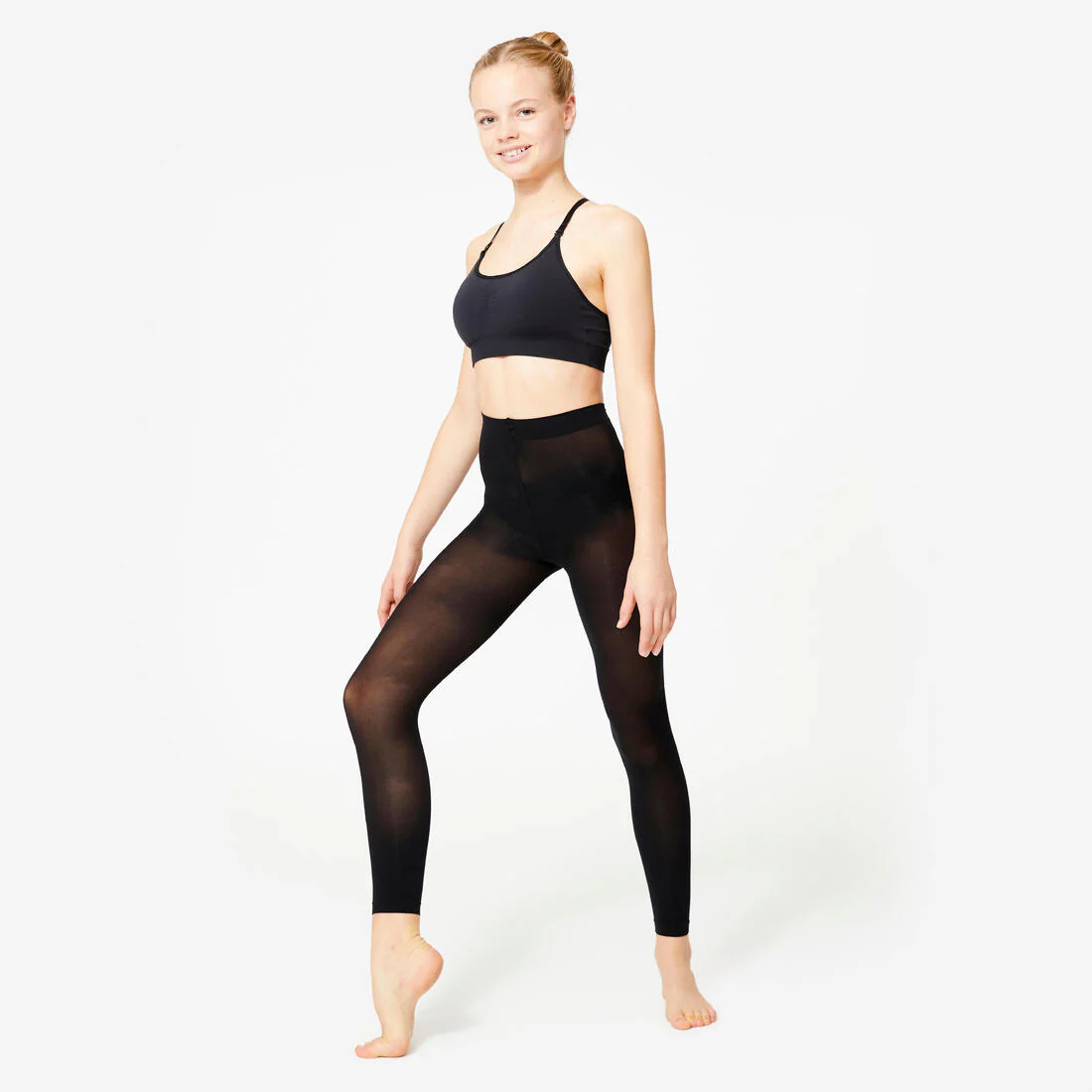 Medias de danza clásica con pies negras para niña - Image 3