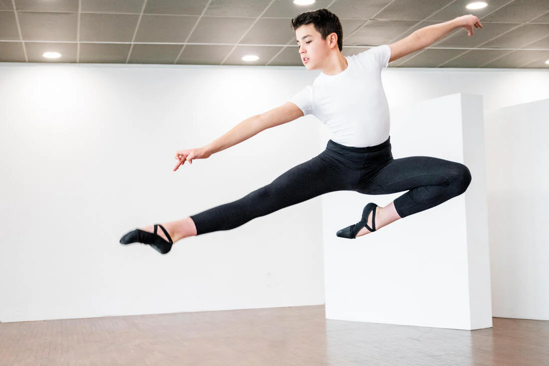 Medias puntas de danza clásica de tela con suela partida negras para mujer - Image 11