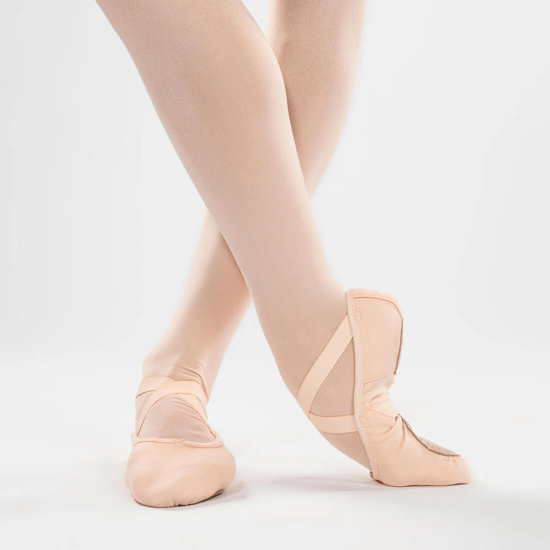 Medias puntas de danza clásica de tela con suela partida negras para mujer - Image 3
