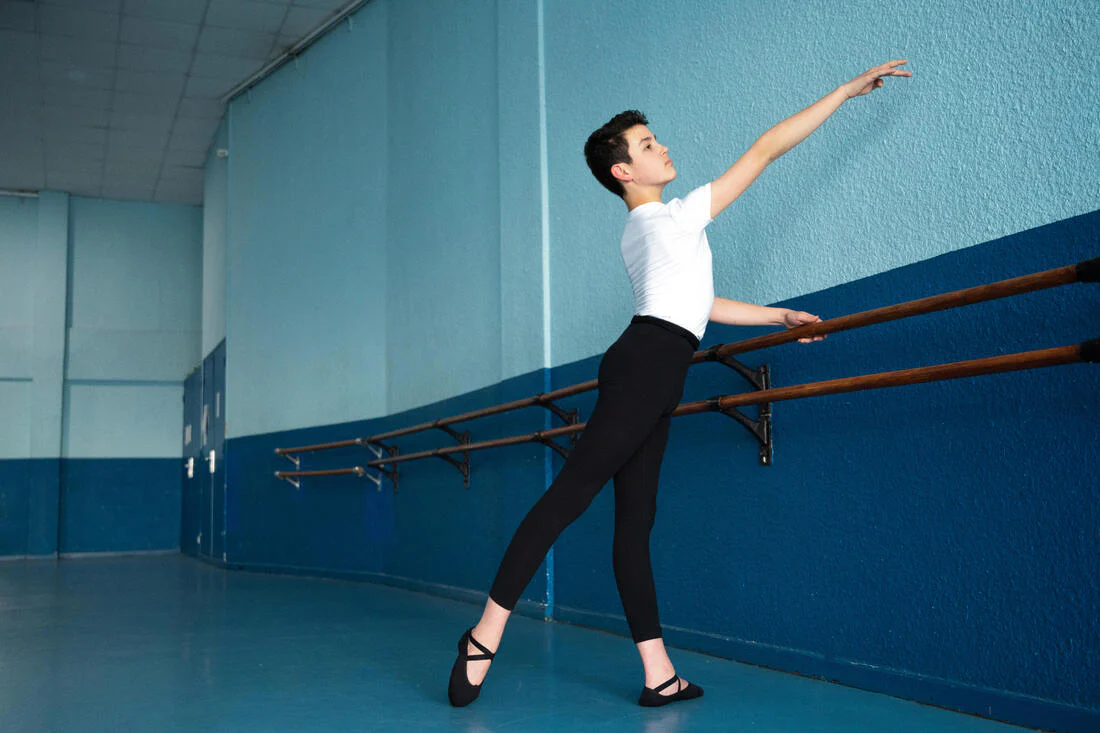 Medias puntas de danza clásica de tela con suela partida negras para mujer - Image 9