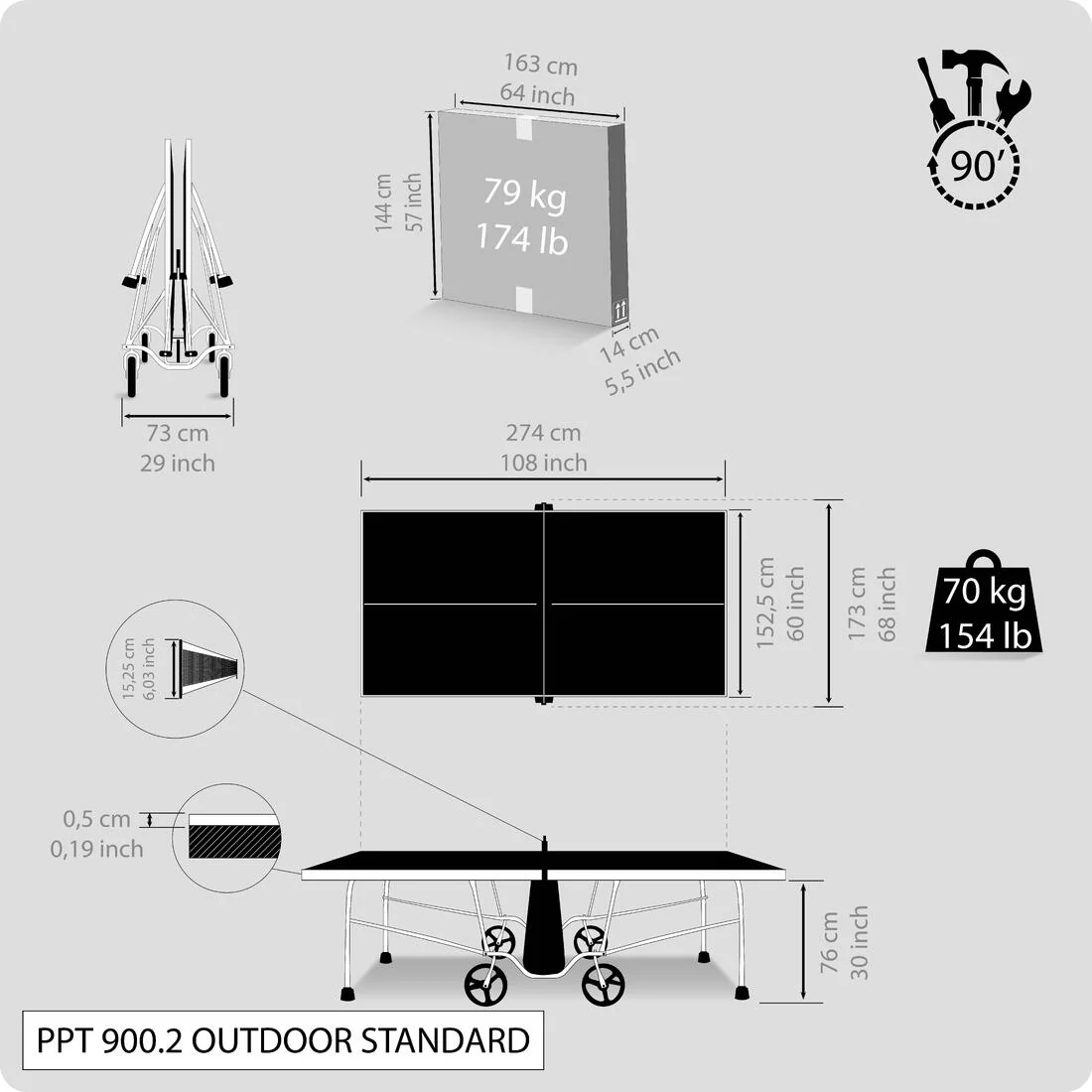 MESA DE PING-PONG EXTERIOR PPT 900.2 GRIS - Image 16