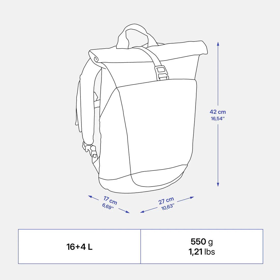 Mochila de senderismo con apertura rolltop de 16+4 L Escape 500 - Image 12