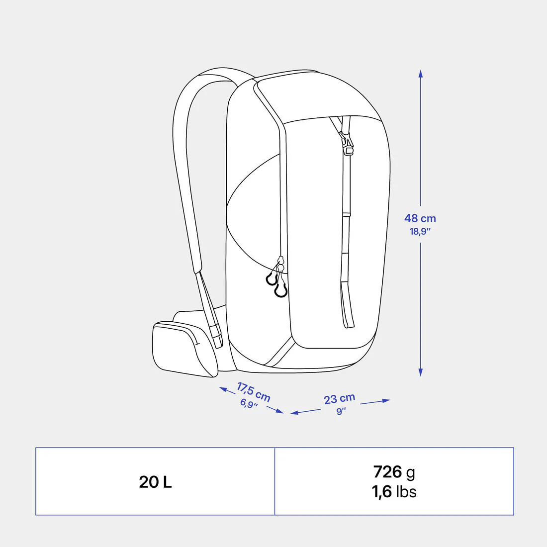 Mochila de senderismo de montaña de 20 L negra MH100 - Image 4