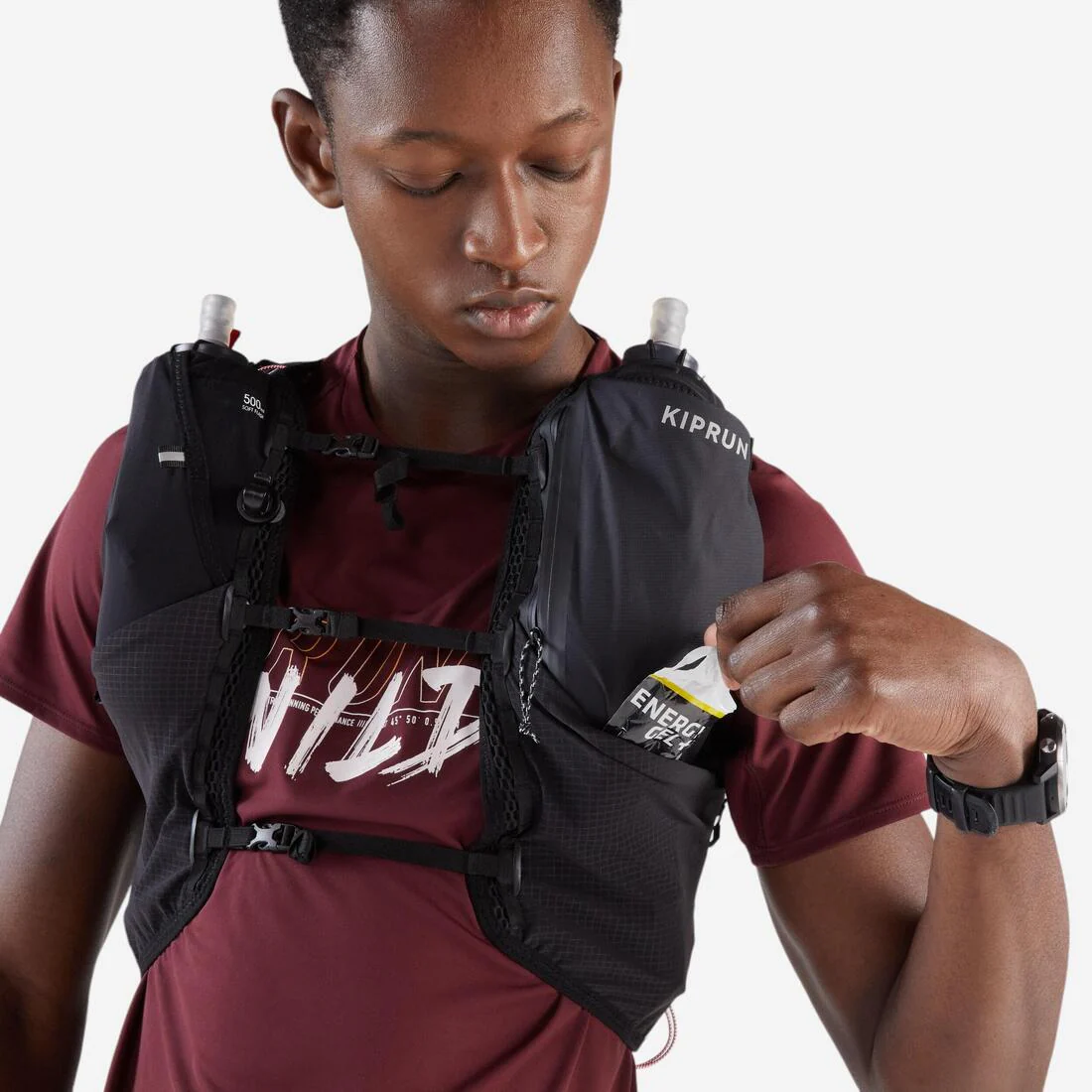 Mochila de trail running de 15 L con bolsa agua de 2 L negra unisex Kiprun 900 - Image 6