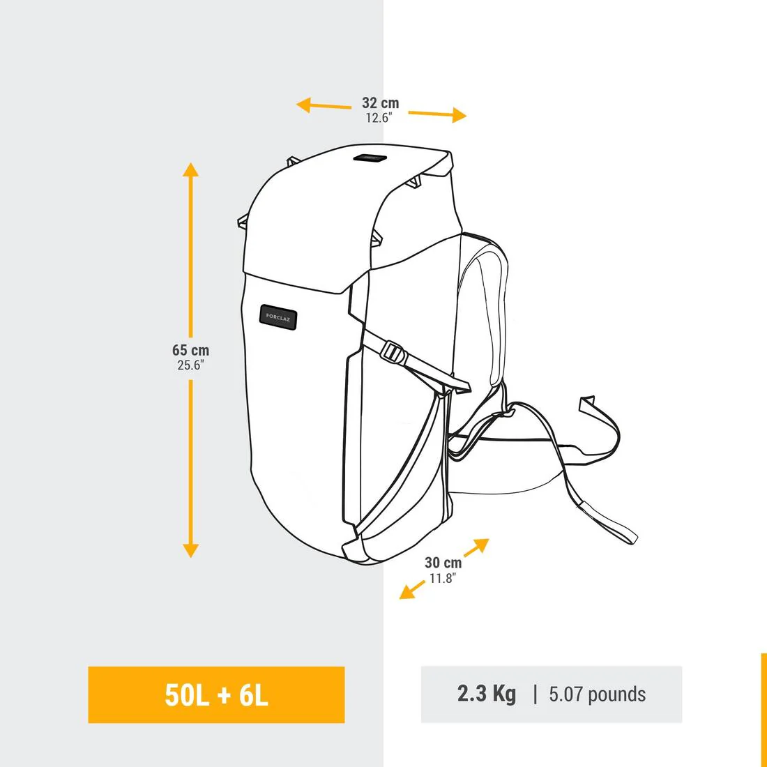 Mochila de viaje y trekking con apertura de 50 + 6 L para hombre Travel 900 - Image 7