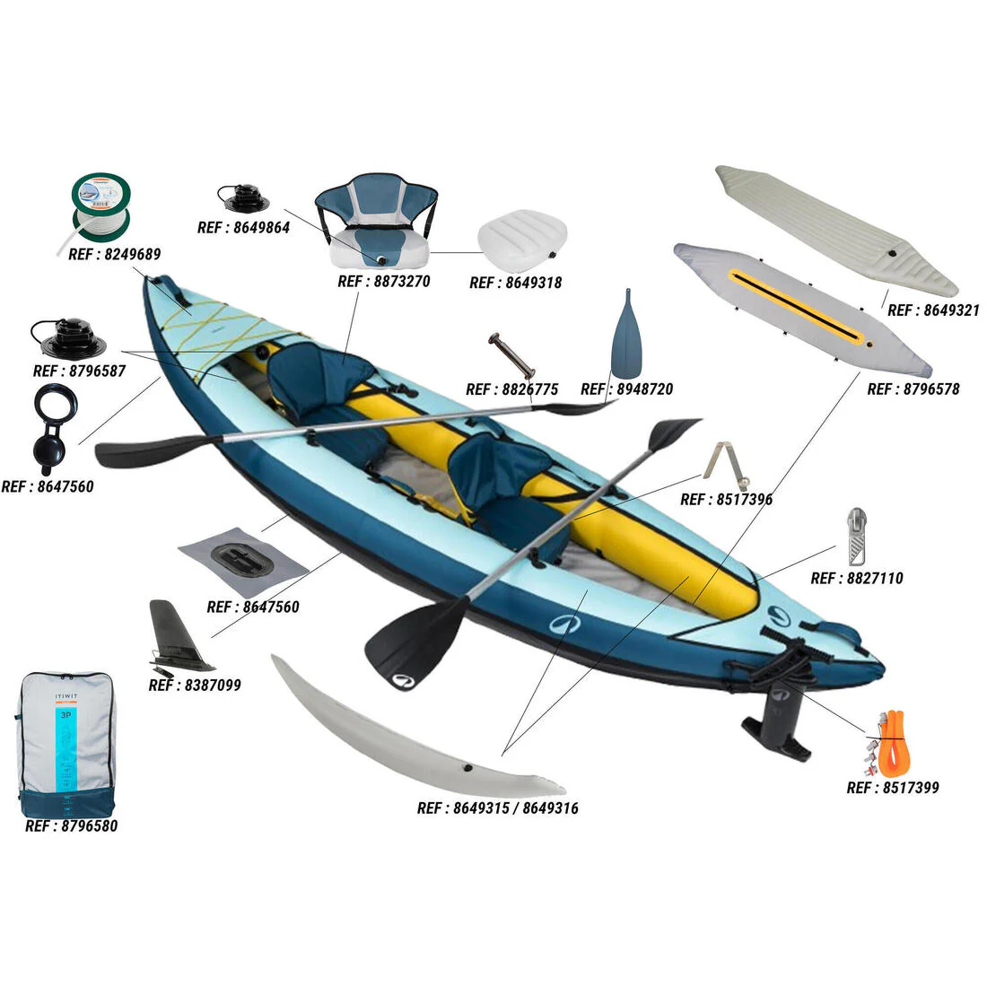 Pack Canoa Kayak Tribord 100 1/2 Plazas - Image 5