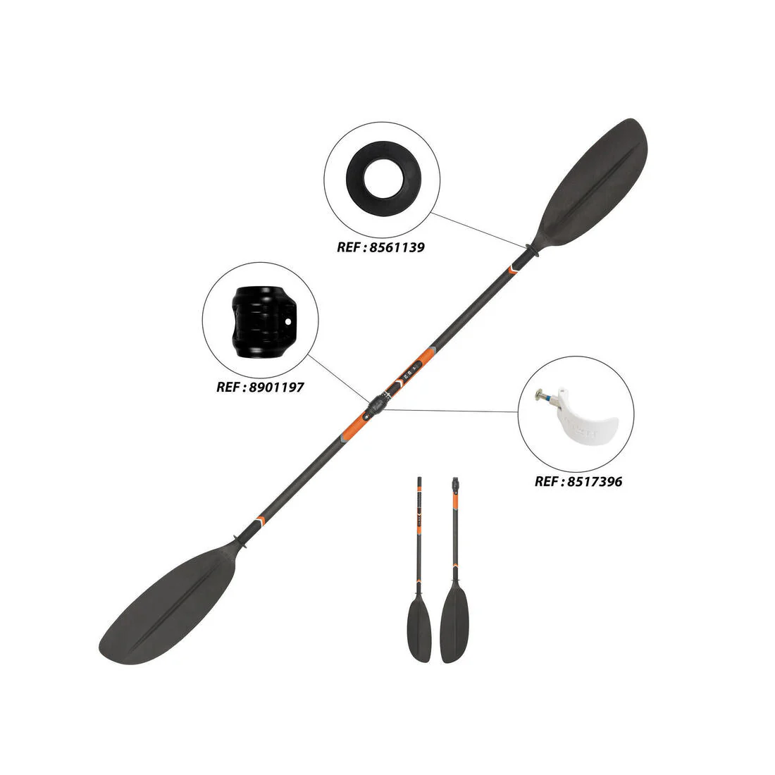 Pala Kayak X500 Carbono Desmontable Ajustable 2 Partes 210-220 cm - Image 6