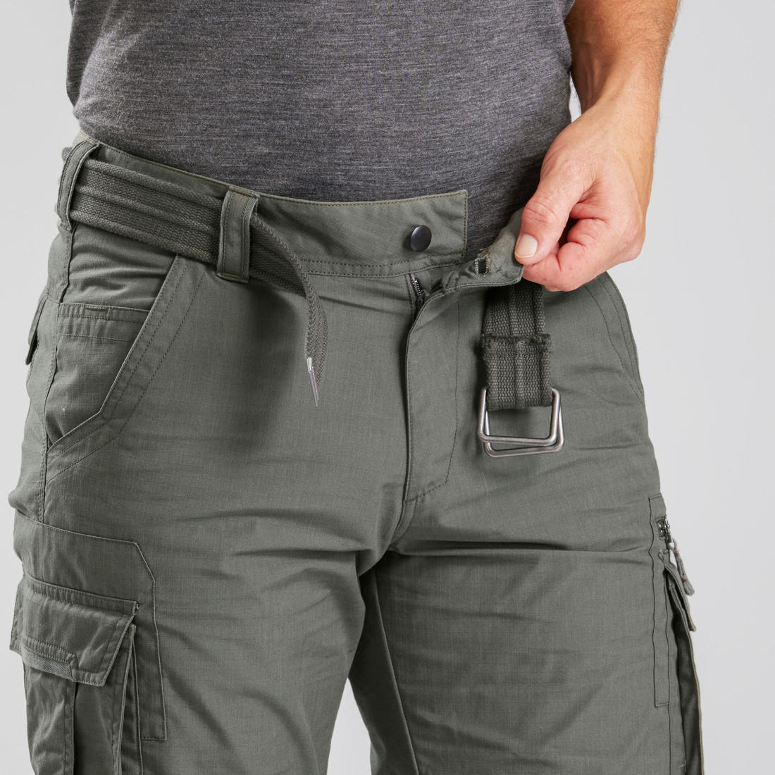 Pantalón cargo transformable de trekking caqui para hombre Travel100 Modul - Image 10
