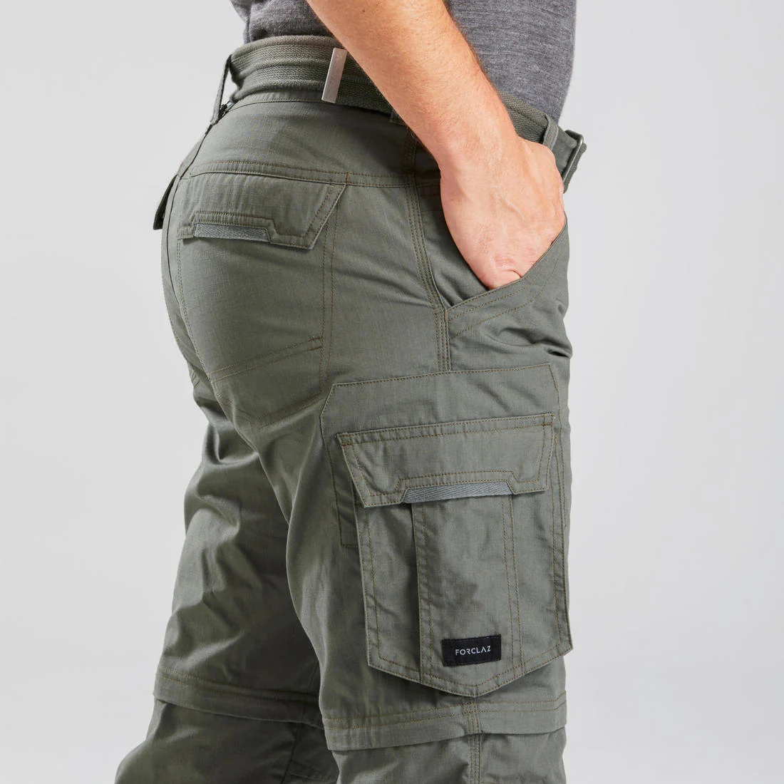 Pantalón cargo transformable de trekking caqui para hombre Travel100 Modul - Image 11