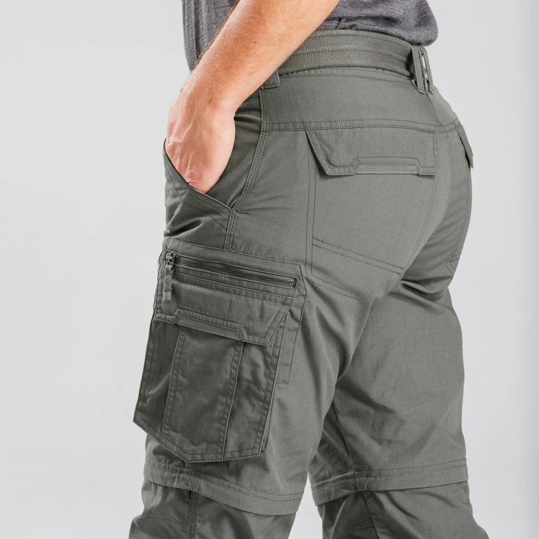 Pantalón cargo transformable de trekking caqui para hombre Travel100 Modul - Image 12