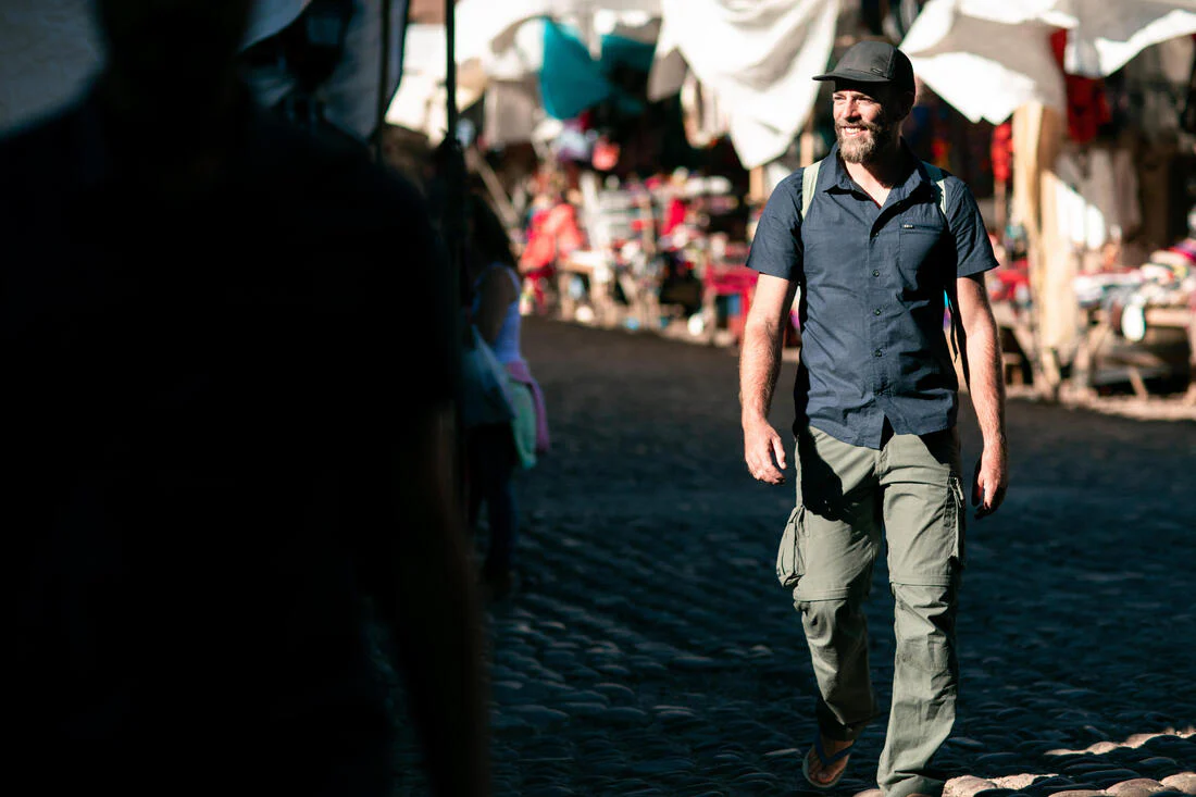 Pantalón cargo transformable de trekking caqui para hombre Travel100 Modul - Image 18