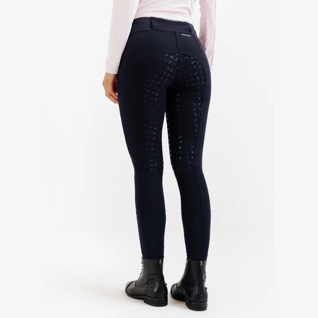 Pantalón de equitación con full grip azul noche para mujer Be You 500 - Image 4