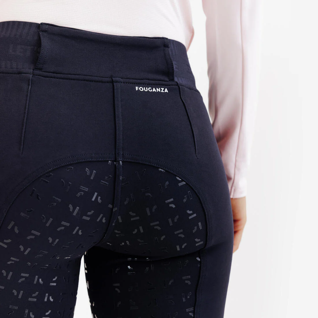 Pantalón de equitación con full grip azul noche para mujer Be You 500 - Image 6
