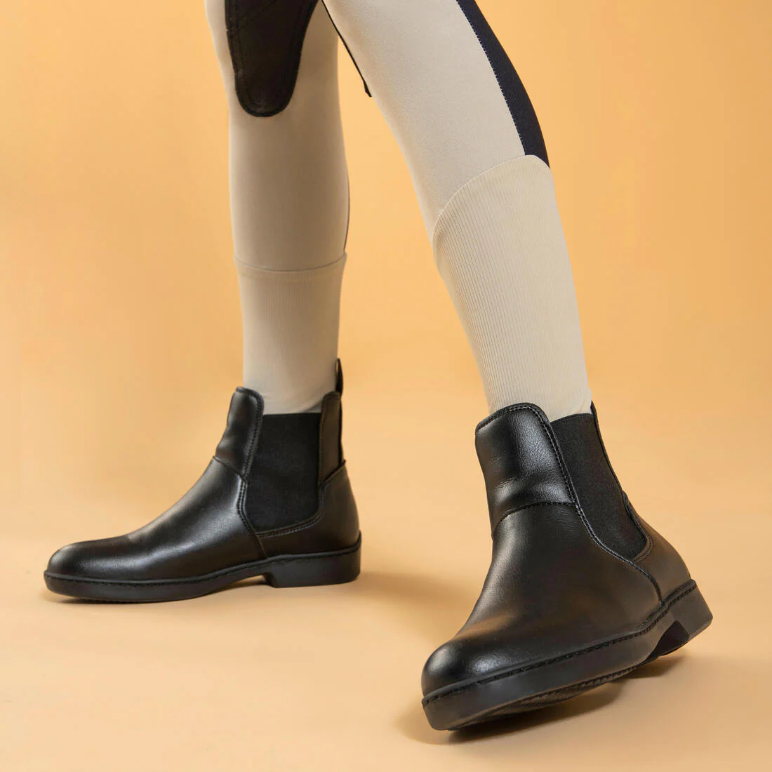 Pantalón de equitación ligero con badanas adherentes y malla beige para niño 500 - Image 6