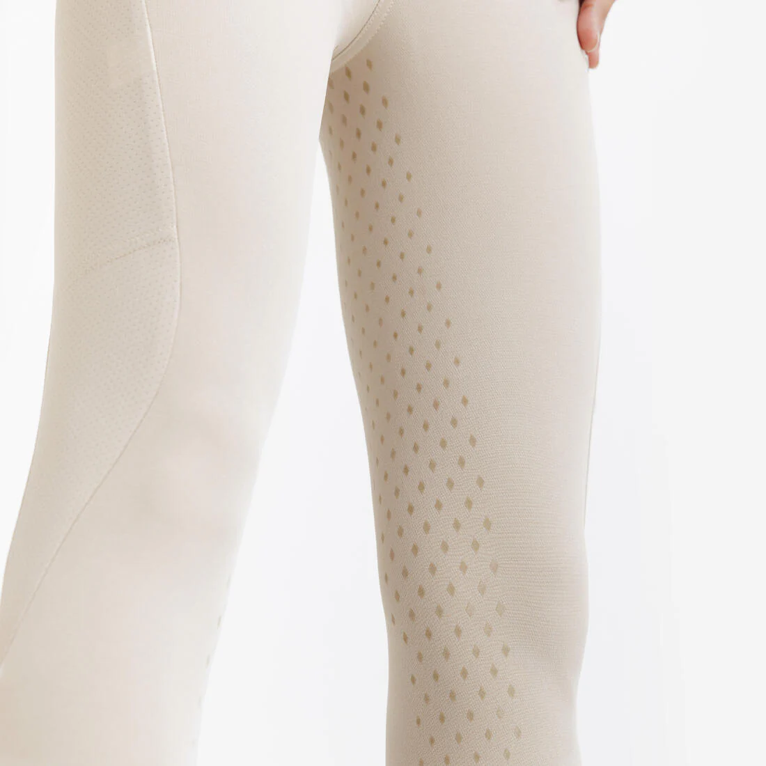 Pantalón de equitación ligero con malla con full grip beige para niños Club 500 - Image 11