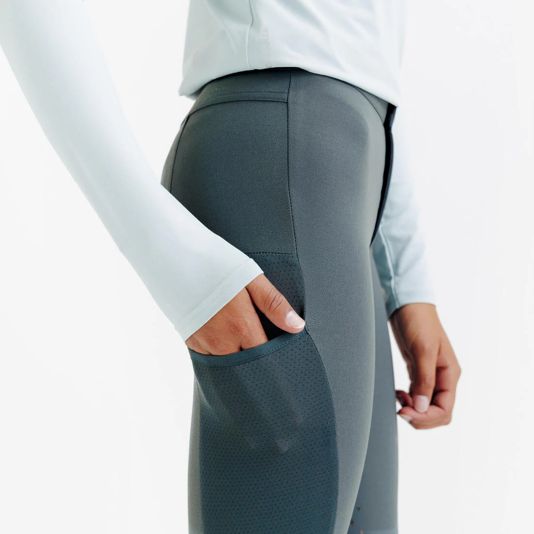 Pantalón de equitación ligero con malla con full grip beige para niños Club 500 - Image 12