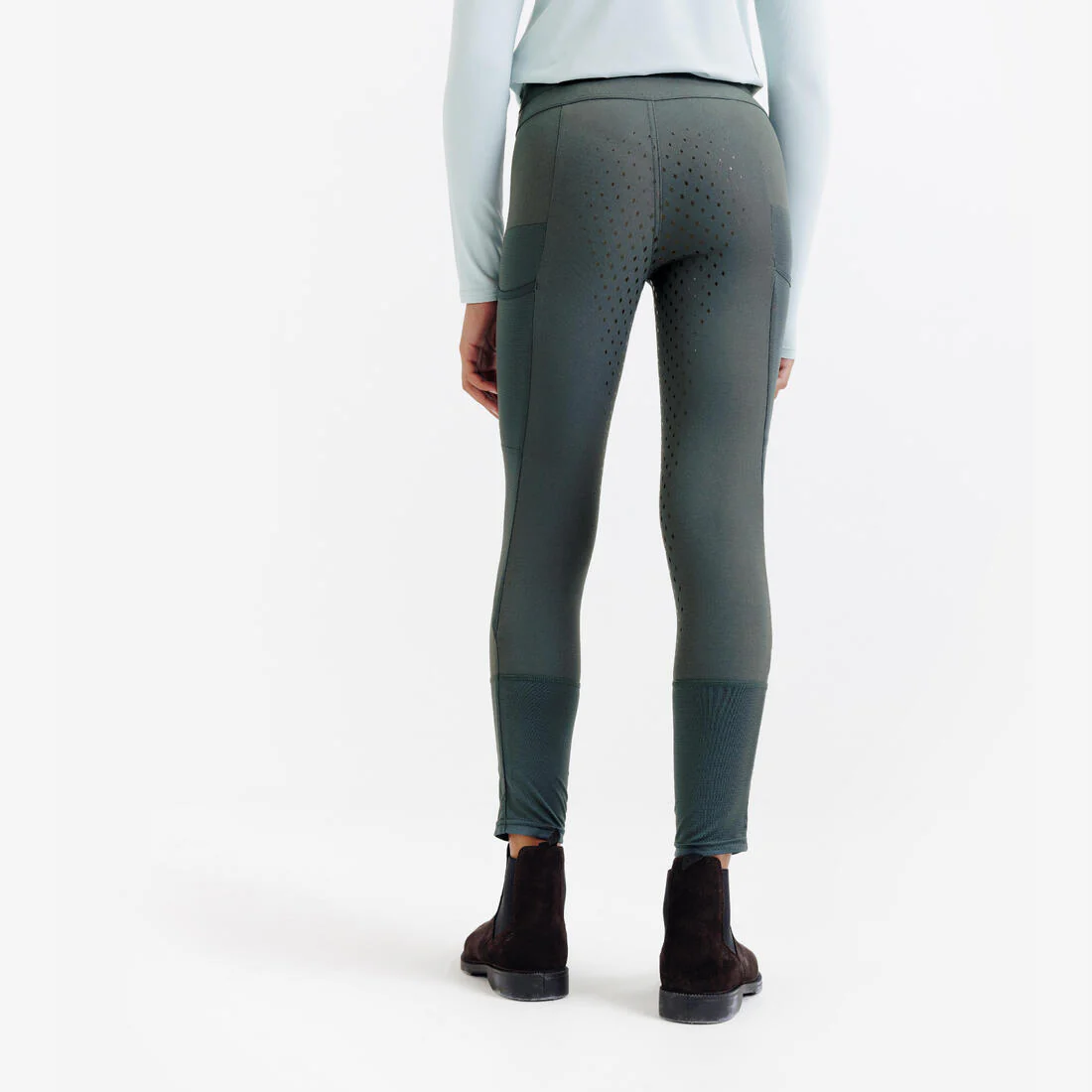 Pantalón de equitación ligero con malla con full grip beige para niños Club 500 - Image 7