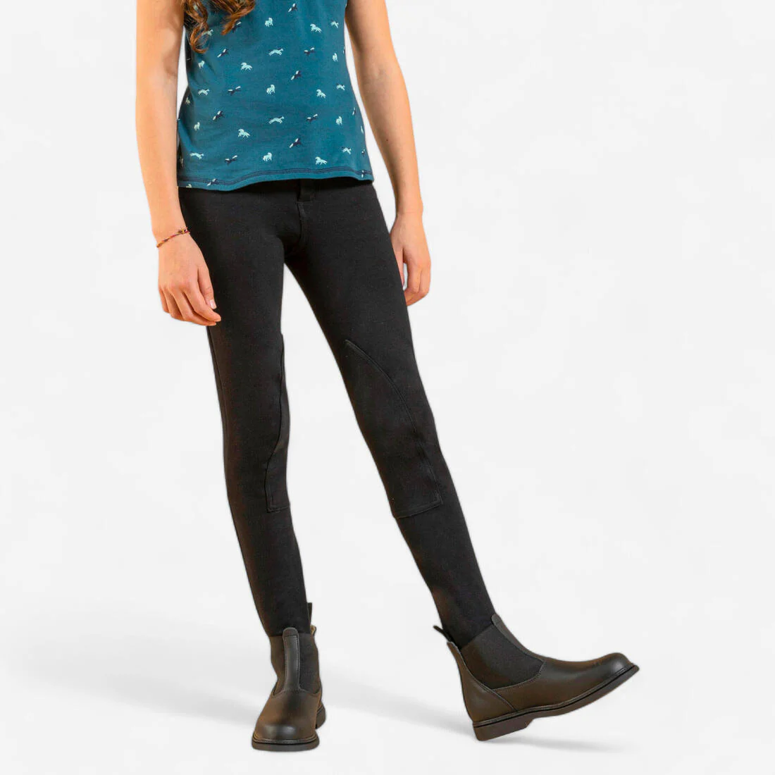Pantalón de equitación negro para niños 100