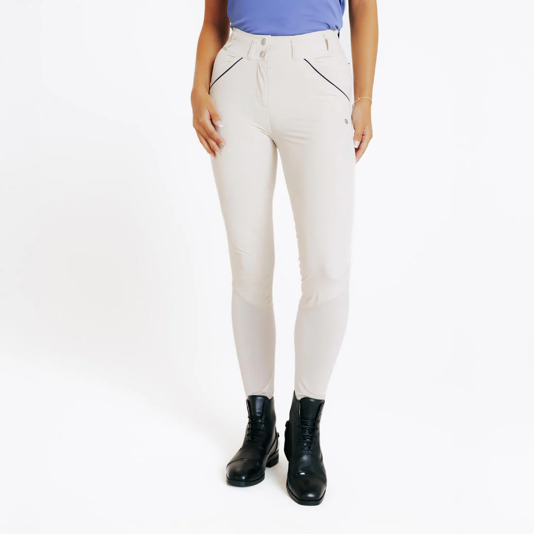 Pantalón de equitación ultraligero verde para mujer 500 - Image 2